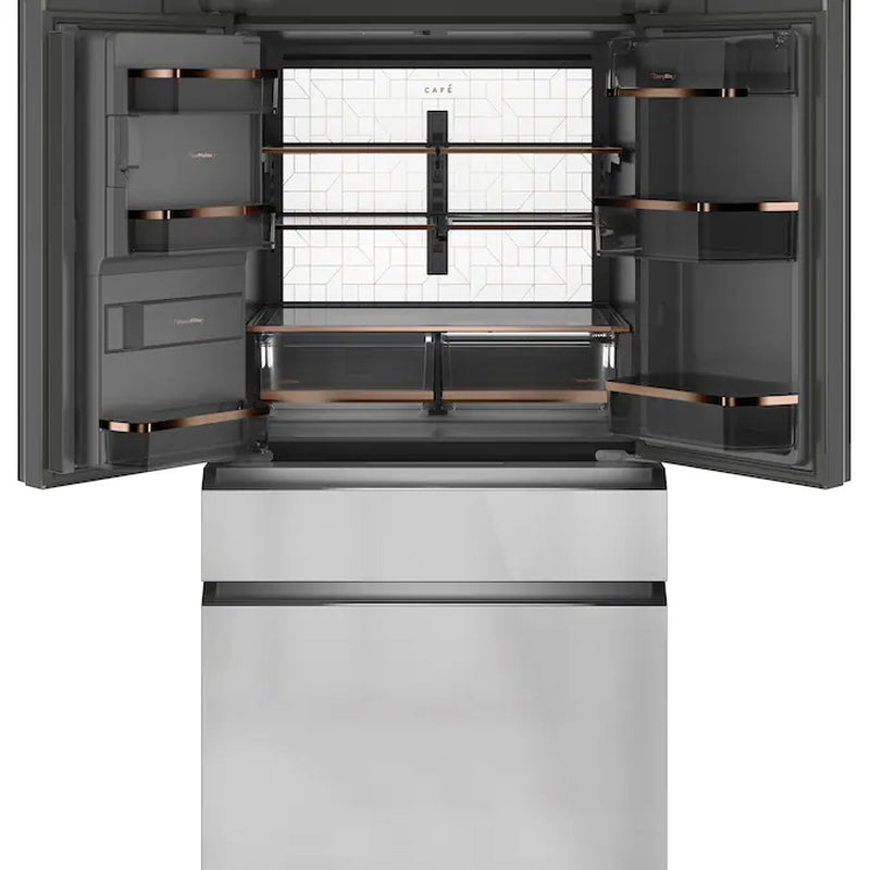 Counter-Depth 22.3-Cu Ft 4 -Door 36-In Wide Smart Compatible French Door Refrigerator with Ice Maker with Water and Ice Dispenser ( Platinum Glass ) ENERGY STAR Certified