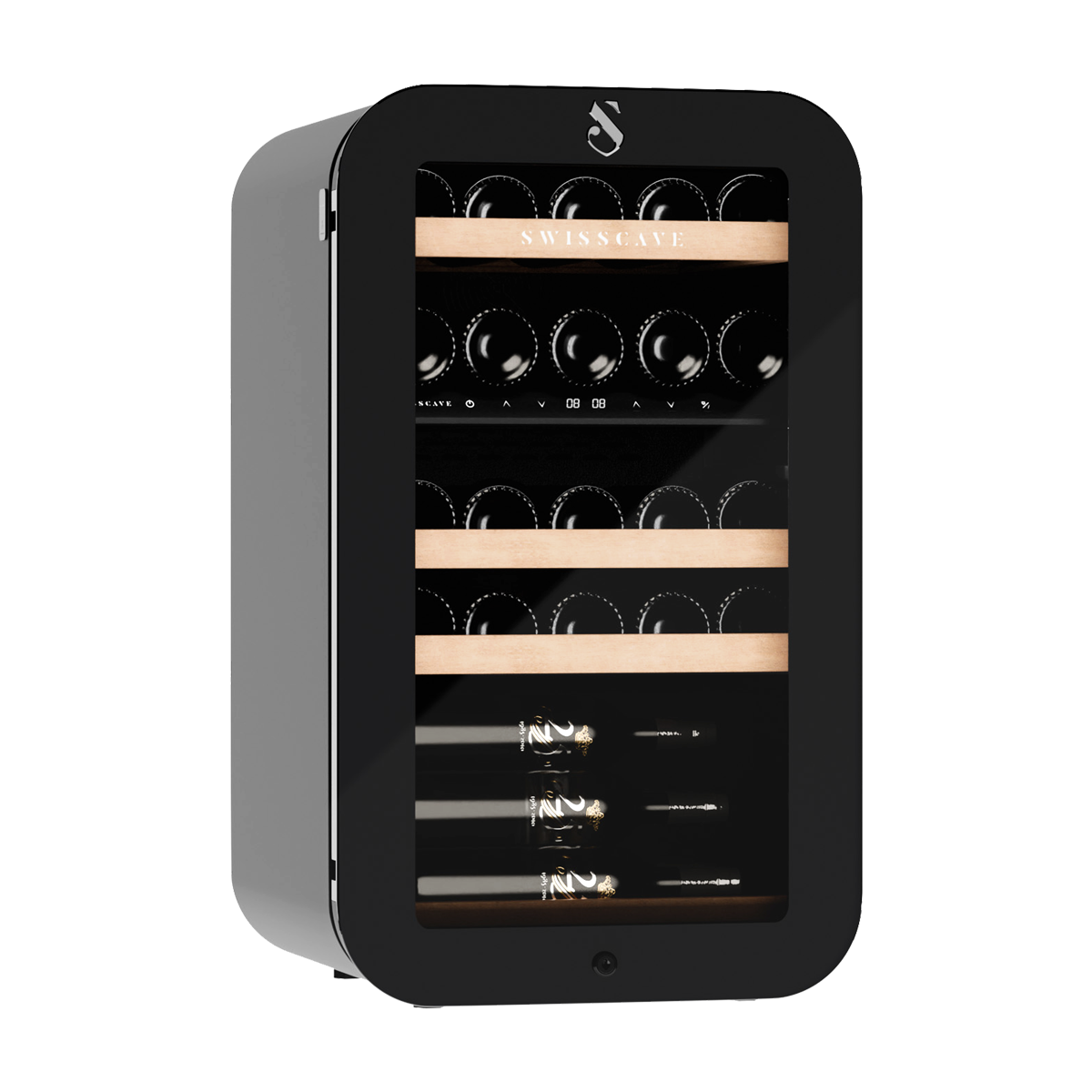 Swisscave Dual Zone Wine Cooler Black 26 bottles WLB-120DF-BLACK