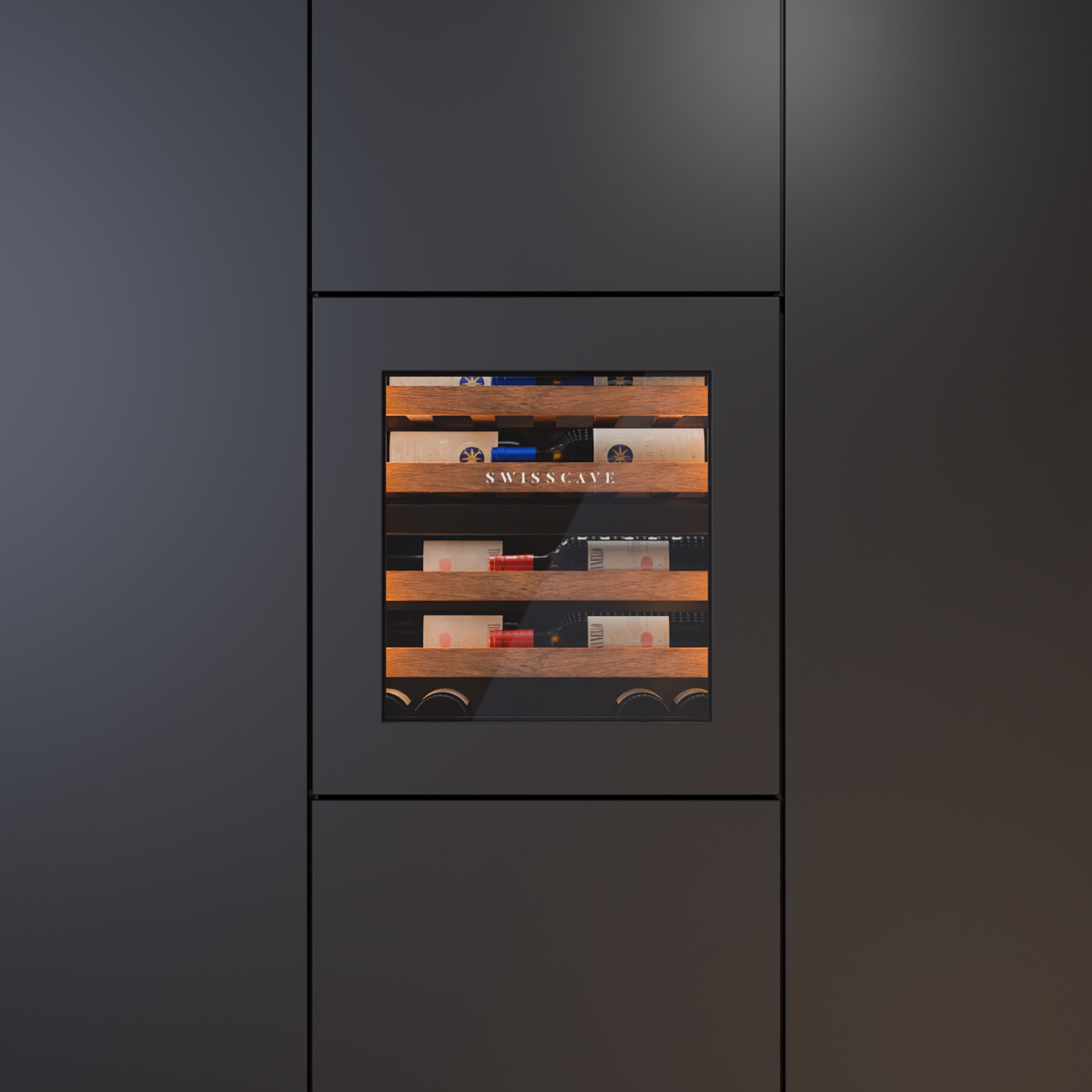 Swisscave Dual Zone Wine Cooler Panel ready 26 bottle WIB-60DFP