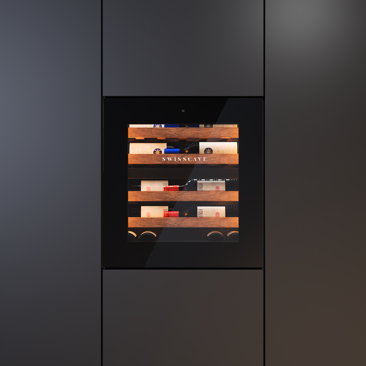 Swisscave Dual Zone Wine Cooler Touch to Open 26 bottle WIB-60DFT