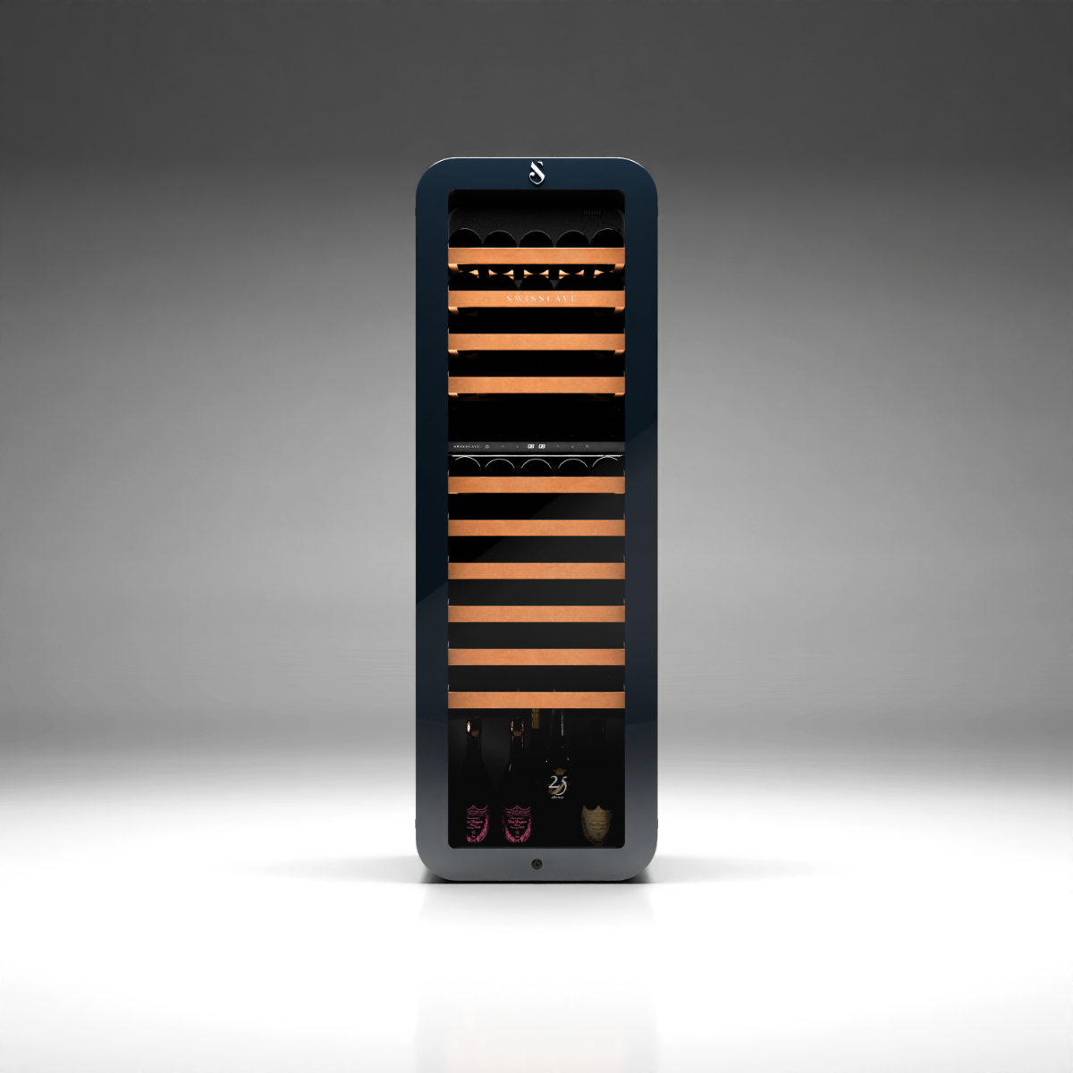 Swisscave Black dual zone wine cooler 68 bottle WLB-320DF