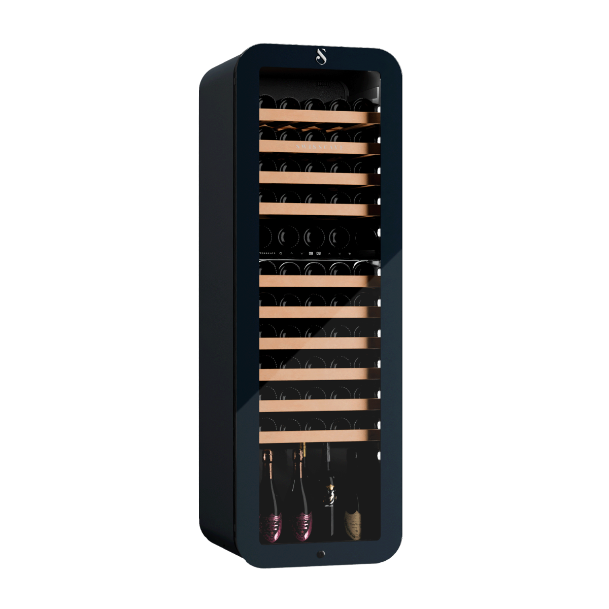 Swisscave Black dual zone wine cooler 68 bottle WLB-320DF