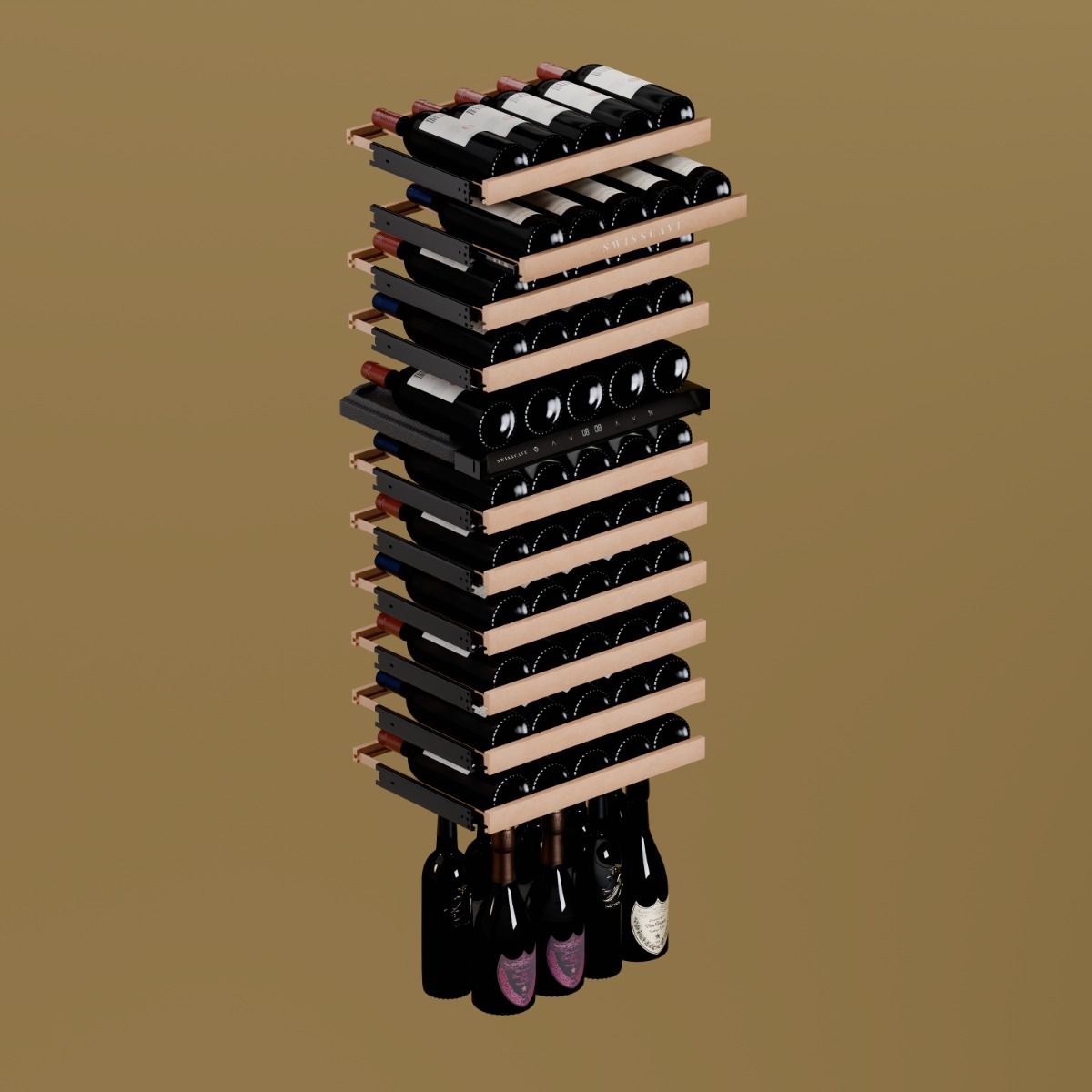 Swisscave Black dual zone wine cooler 68 bottle WLB-320DF