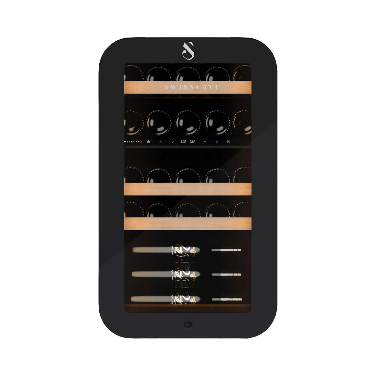 Swisscave Dual Zone Wine Cooler Black 26 bottles WLB-120DF-BLACK