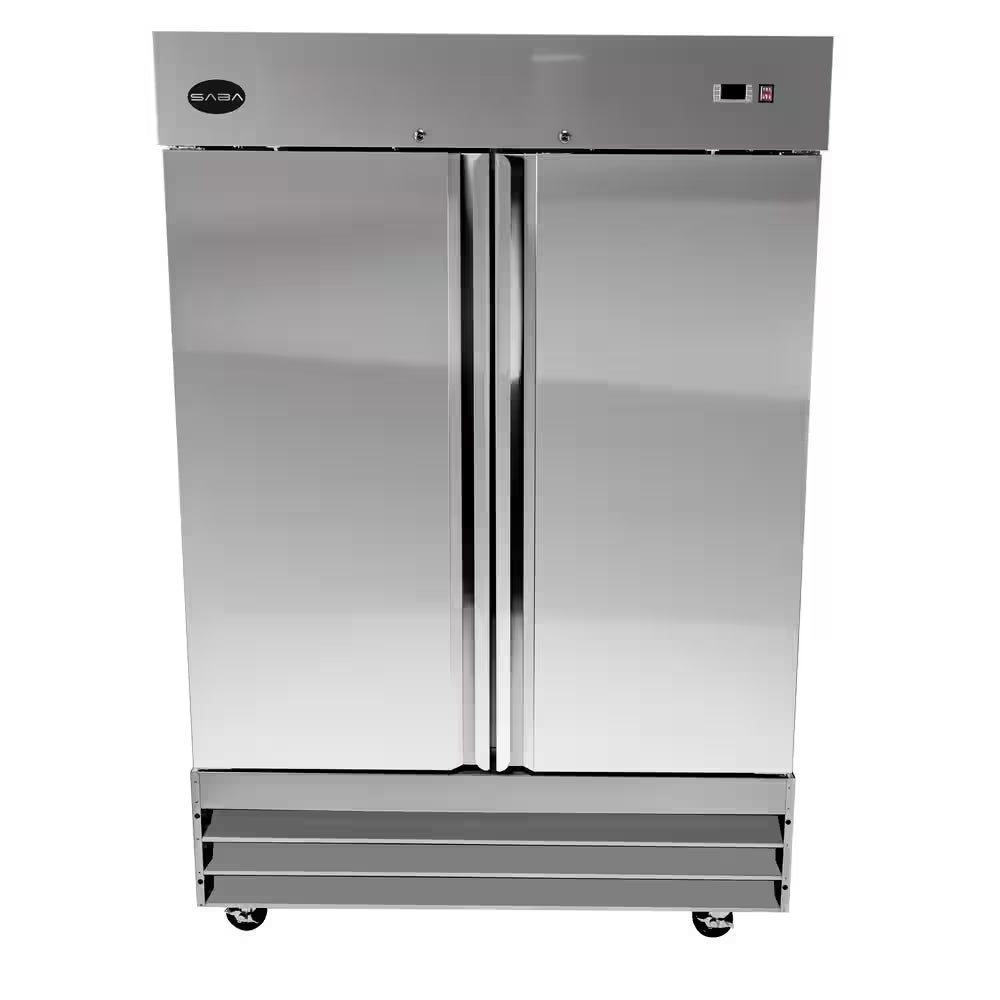 54 In. W 47 Cu. Ft. Two Door Commercial Reach in Upright Refrigerator in Stainless Steel