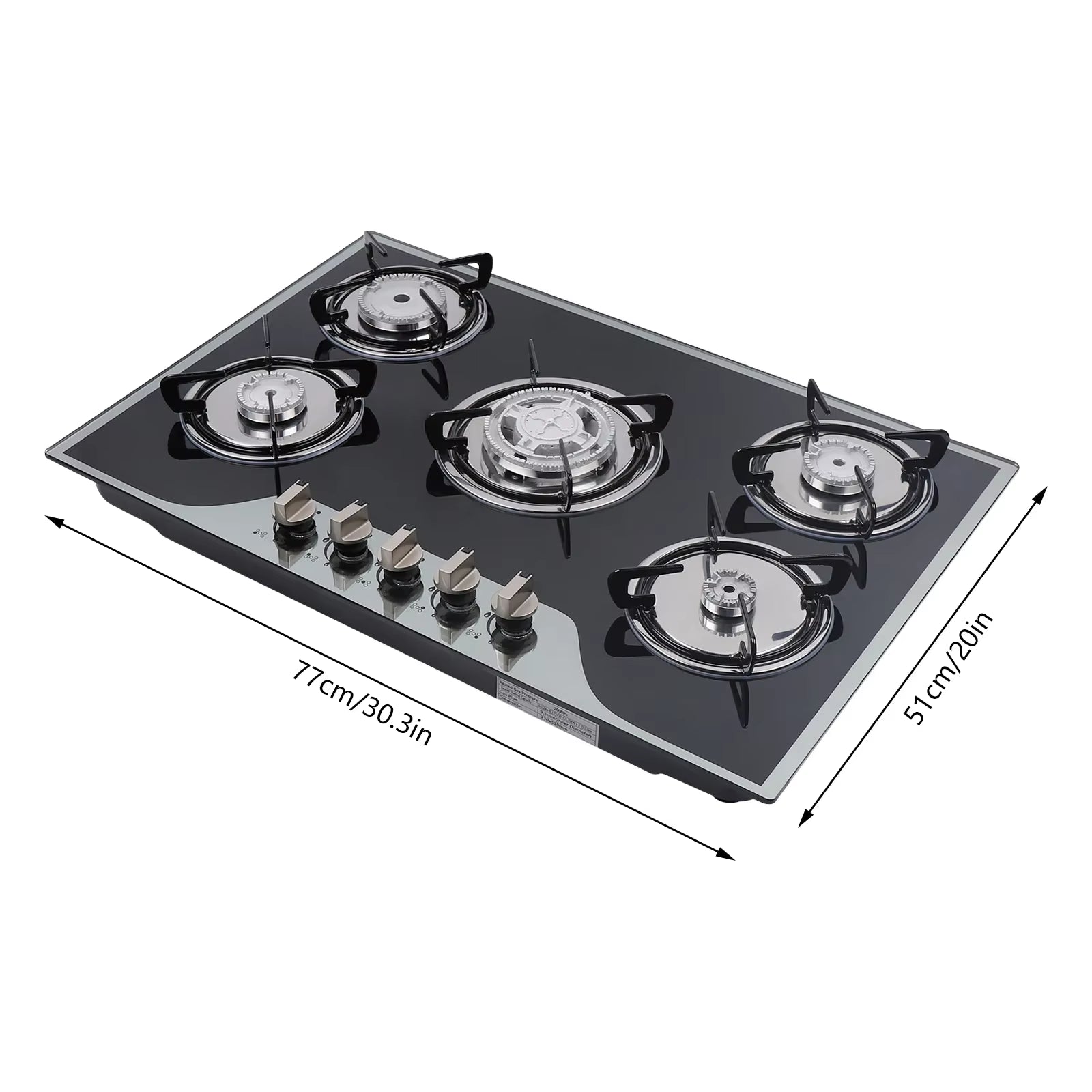 5 Burner Built-In Gas Stove Cast Iron Gas Hob Burner Cooker LPG NG Dual Fuel Stainless Steel Gas Hob Cooktop