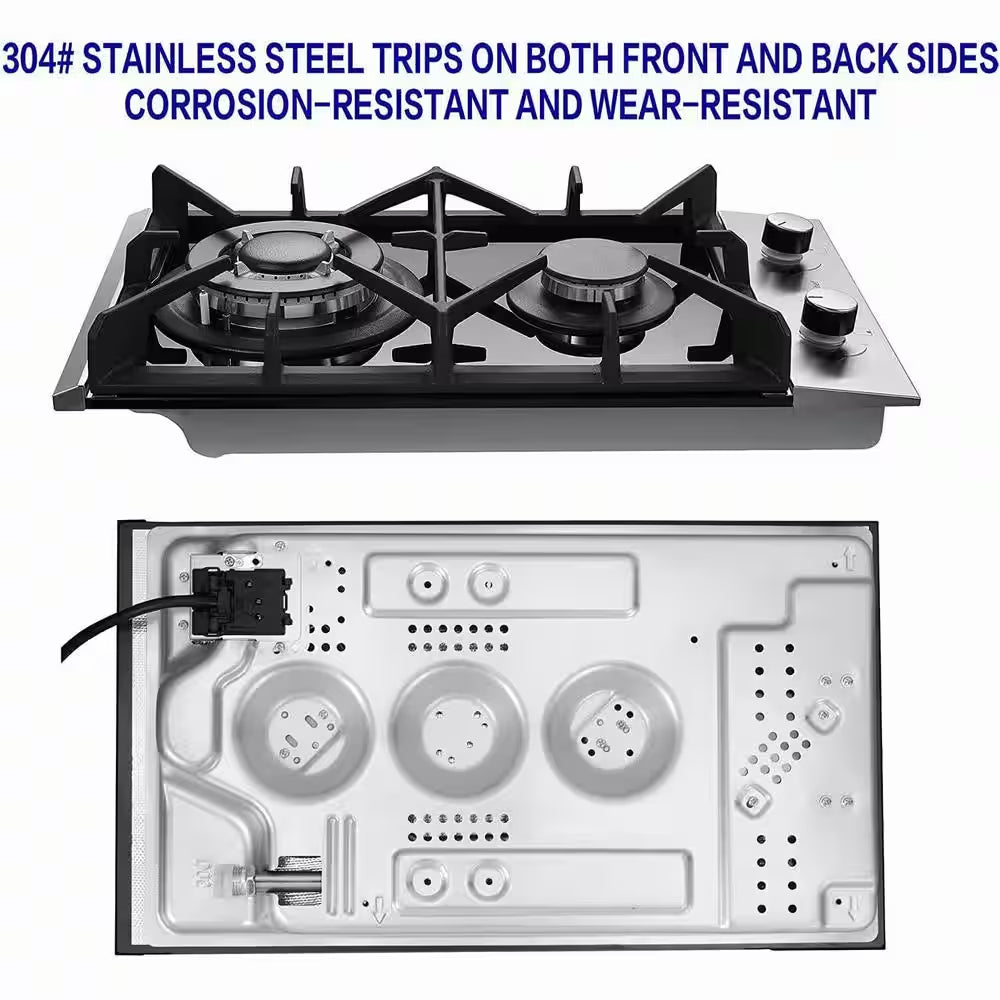 Profile 12 In. 2 Burners Recessed Gas Cook Top in Stainless Steel with Melt-Proof Metal Knobs