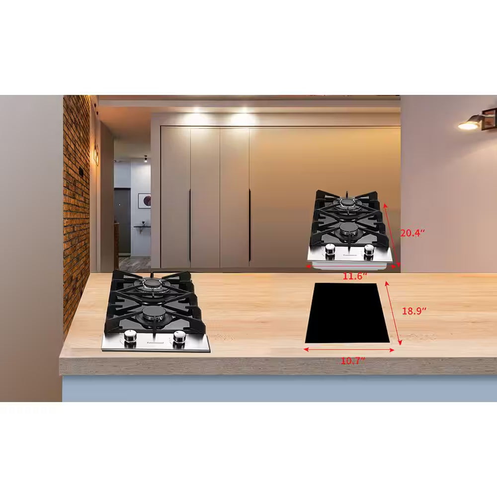 Profile 12 In. 2 Burners Recessed Gas Cook Top in Stainless Steel with Melt-Proof Metal Knobs