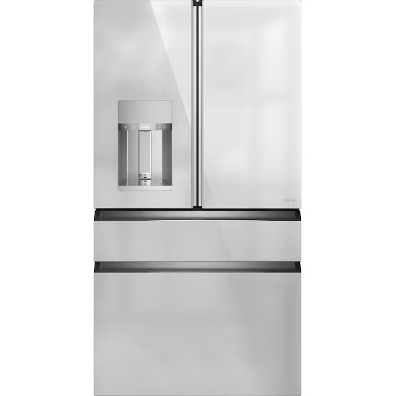 Counter-Depth 22.3-Cu Ft 4 -Door 36-In Wide Smart Compatible French Door Refrigerator with Ice Maker with Water and Ice Dispenser ( Platinum Glass ) ENERGY STAR Certified