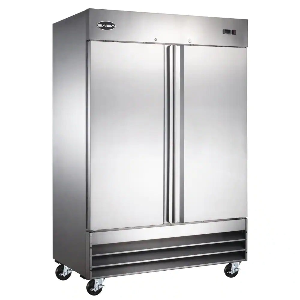 54 In. W 47 Cu. Ft. Two Door Commercial Reach in Upright Refrigerator in Stainless Steel