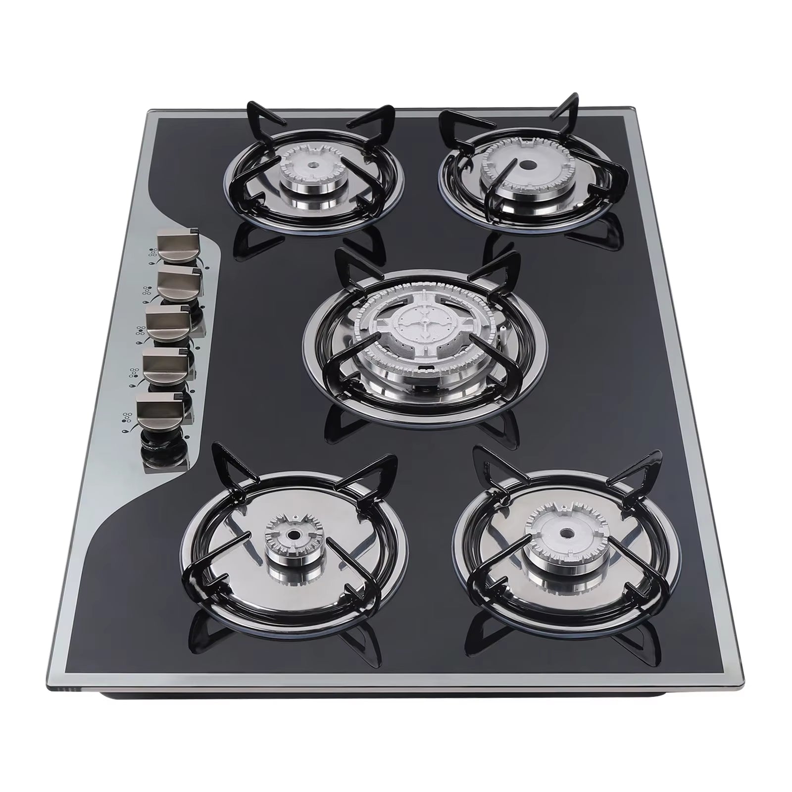5 Burner Built-In Gas Stove Cast Iron Gas Hob Burner Cooker LPG NG Dual Fuel Stainless Steel Gas Hob Cooktop