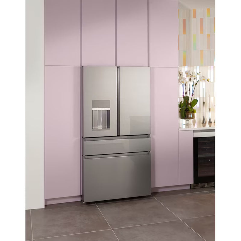 Counter-Depth 22.3-Cu Ft 4 -Door 36-In Wide Smart Compatible French Door Refrigerator with Ice Maker with Water and Ice Dispenser ( Platinum Glass ) ENERGY STAR Certified