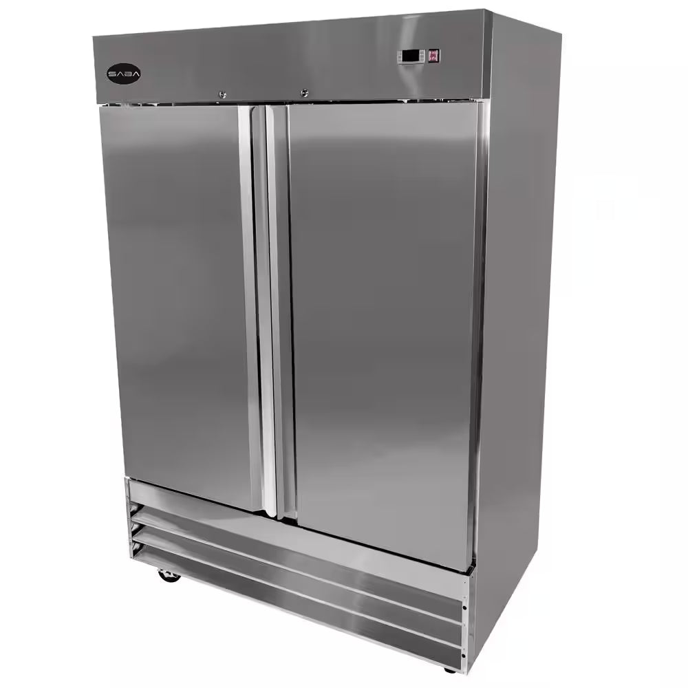 54 In. W 47 Cu. Ft. Two Door Commercial Reach in Upright Refrigerator in Stainless Steel