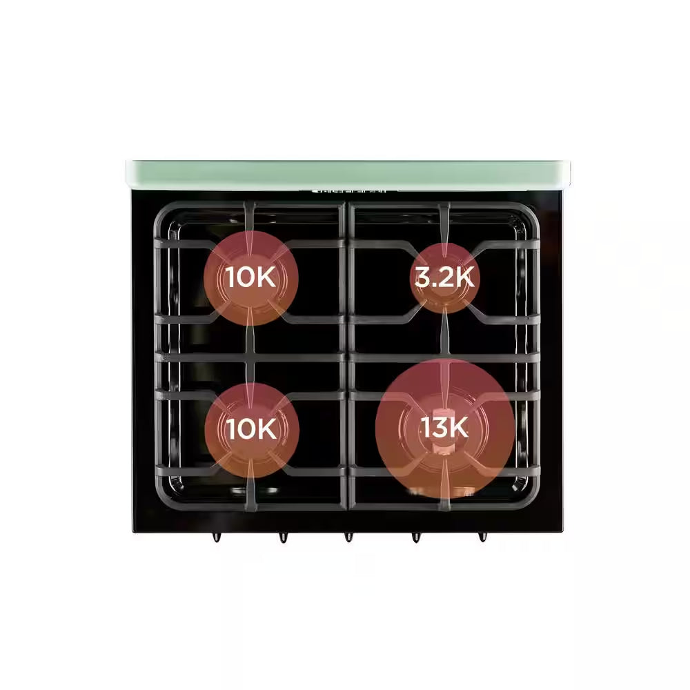 Classic Retro 30 In. 3.9 Cu. Ft. Retro Gas Range with Convection Oven in Summer Mint Green