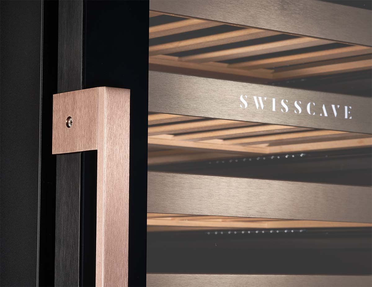 Swisscave Exchangable door handles made of brushed precious metal