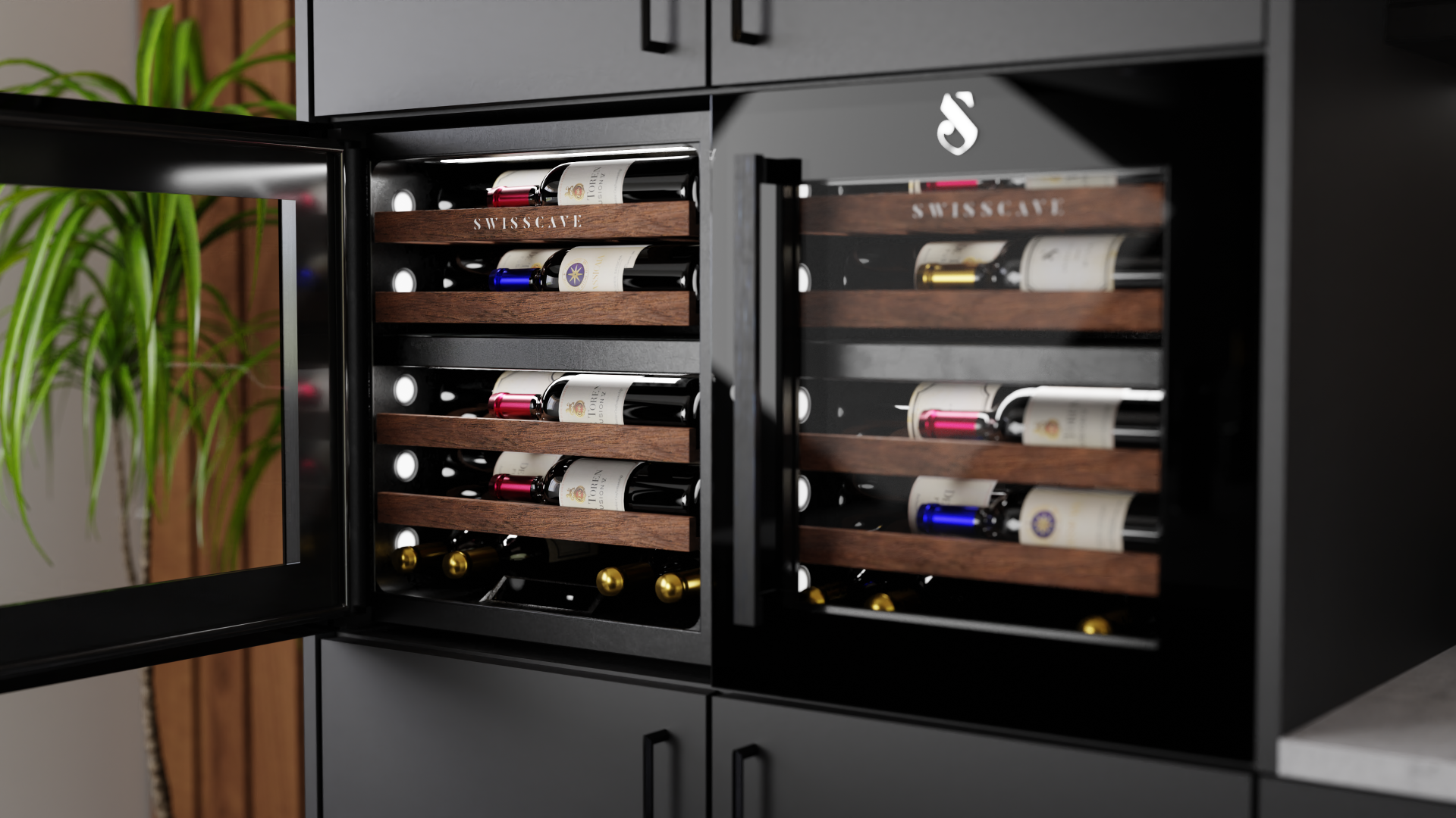 Swisscave Dual Zone Wine Cooler 26 bottle WIB-60DF