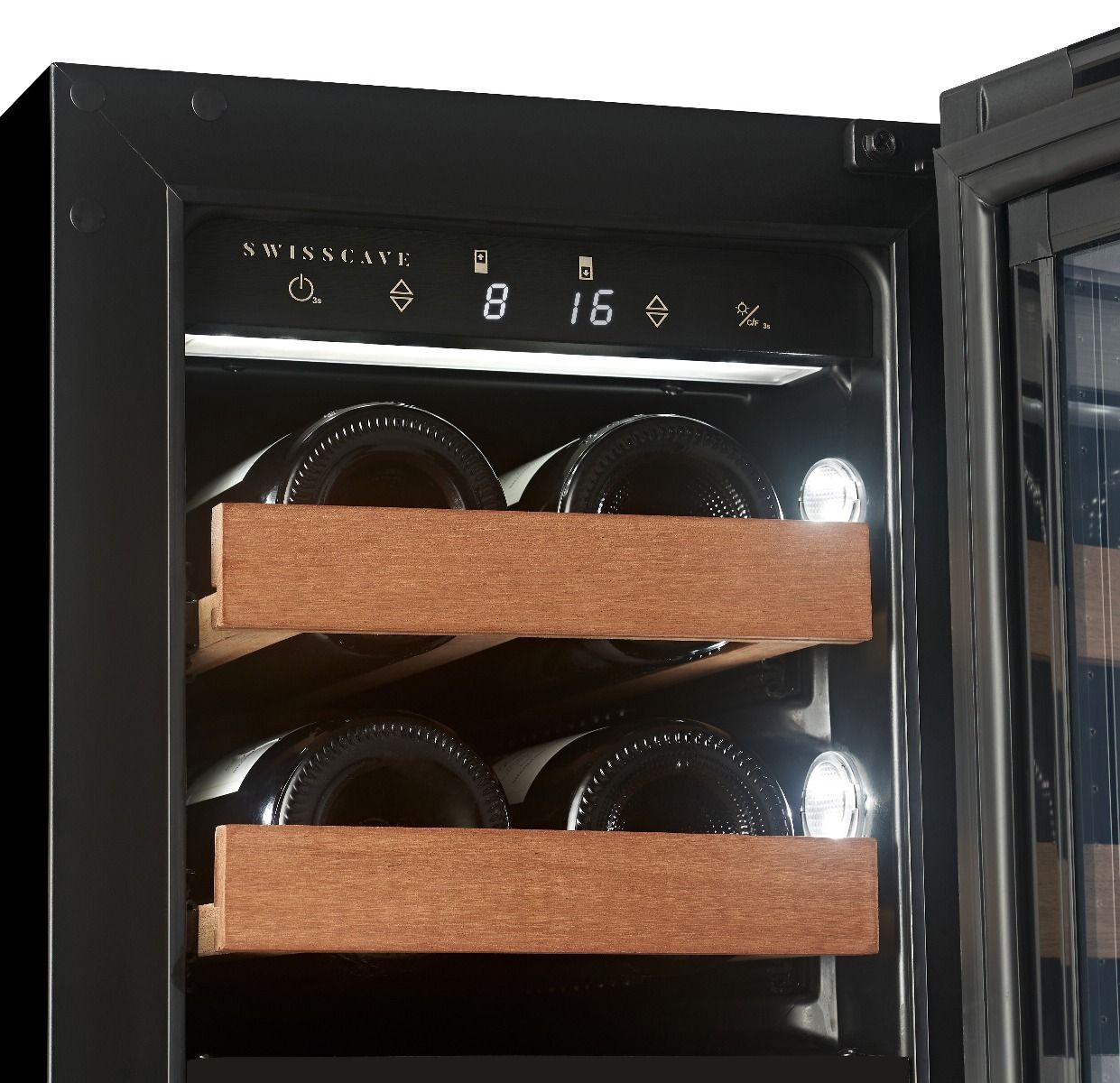 Swisscave Touch to open Dual Zone Wine Cooler 13 bottle WUB-30DFT